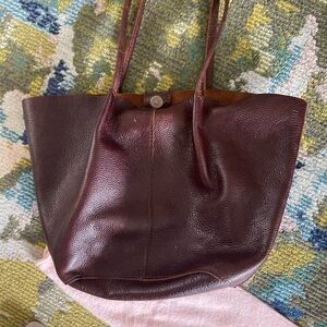 Portland Leather Deep Brown Pebbled Leather Tote